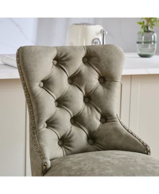 Set of 2 Adjustable PU Bar Stools with Comfy Backs