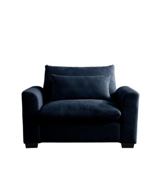 Blue Corduroy Deep Seat Sofa Chair with Pillow