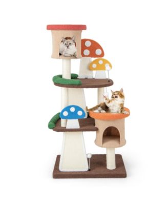 4-In-1 Cat Tree with 2 Condos and Platforms for Indoors-Multicolor