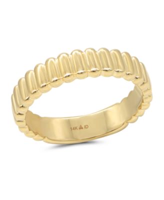 Ribbed Band Ring in 14K Gold, Size 8, approx. 2.9 grams