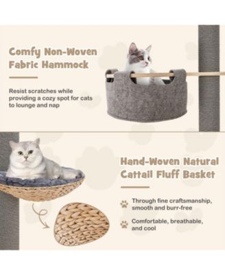 Floor to Ceiling Cat Tree with 93 Inch-107 Inch Adjustable Height-Gray