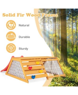 5-in-1 Jungle Gym Wooden Indoor Playground with Slide Rock Climbing Wall Rope Wall Climber