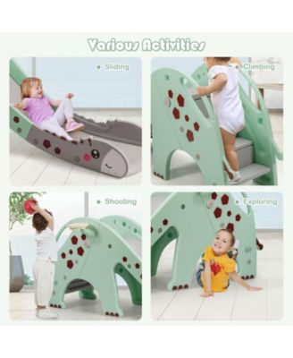 3-in-1 Kids Climber Slide Play Set with Basketball Hoop