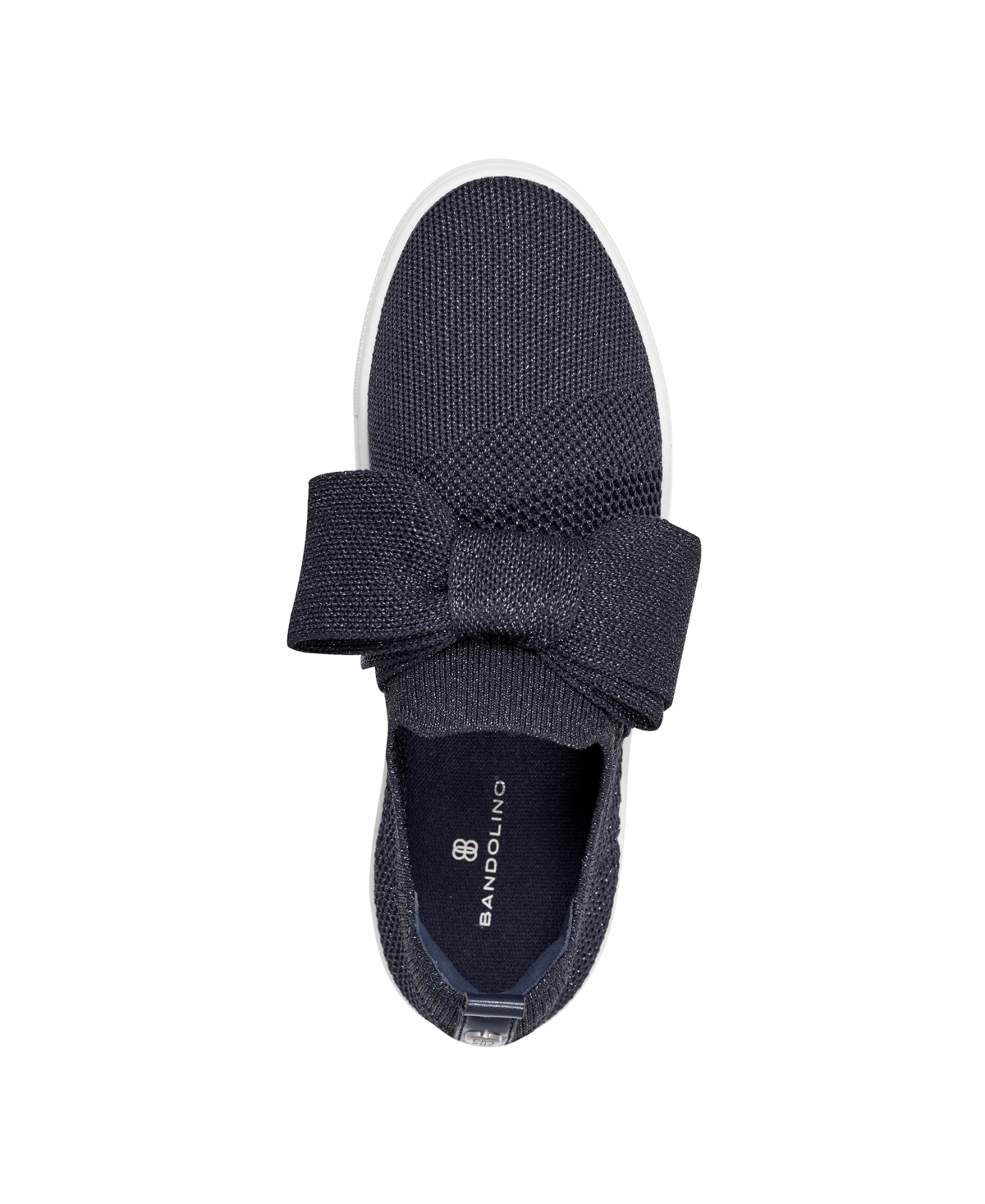 Shop Bandolino Women's Bryce Bow Knit Slip On Sneakers In Dark Blue