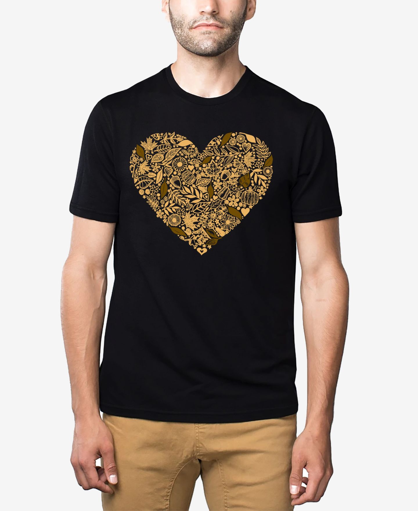 Мужская футболка LA Pop Art Cotton/Poly Blend Word Art - Fall Vibes Heart, цвет: Чёрный — фото 1