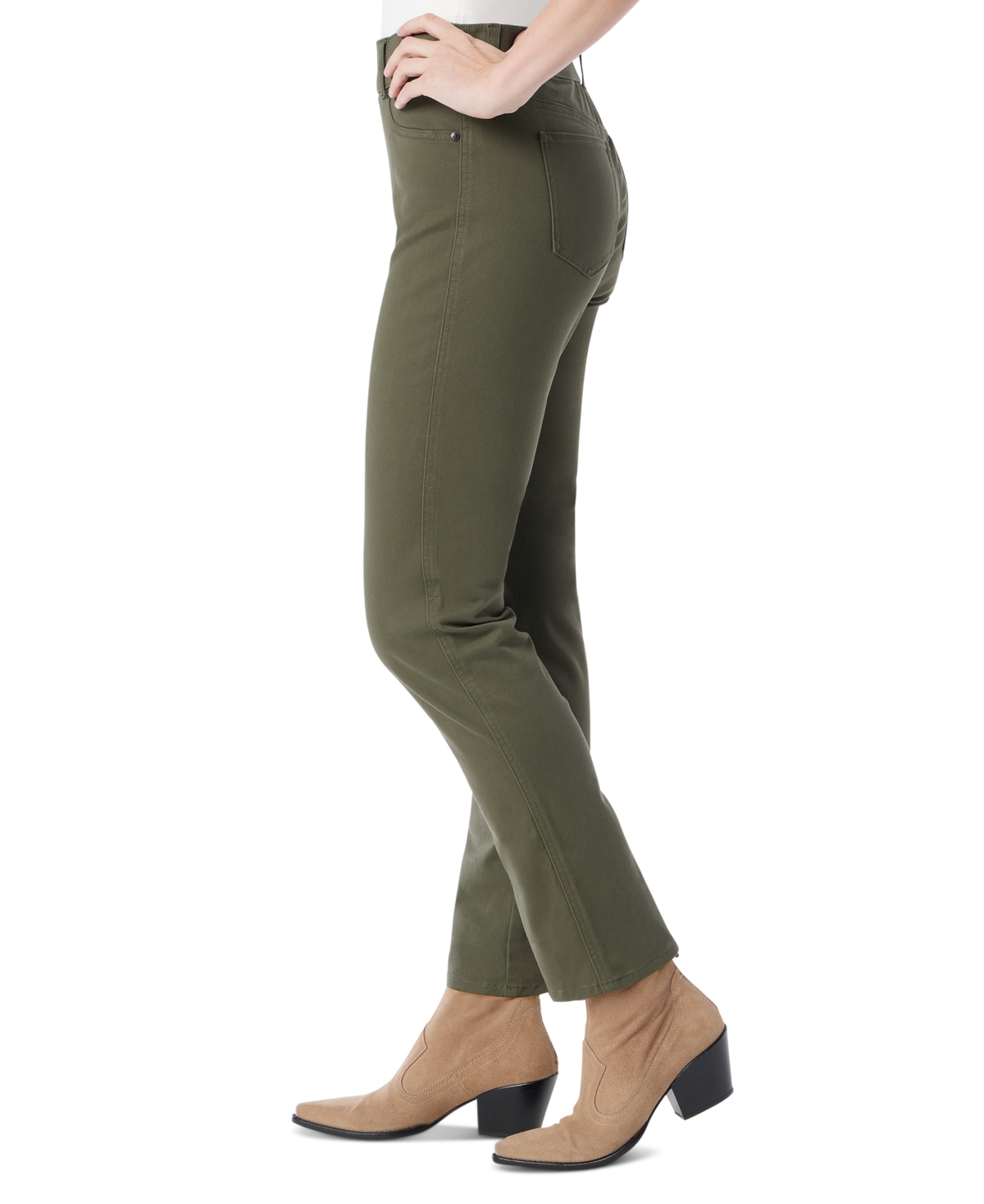 Gloria Vanderbilt Women's Shape Effect High-rise Pull-on Straight-leg Jeans In Olive Viri