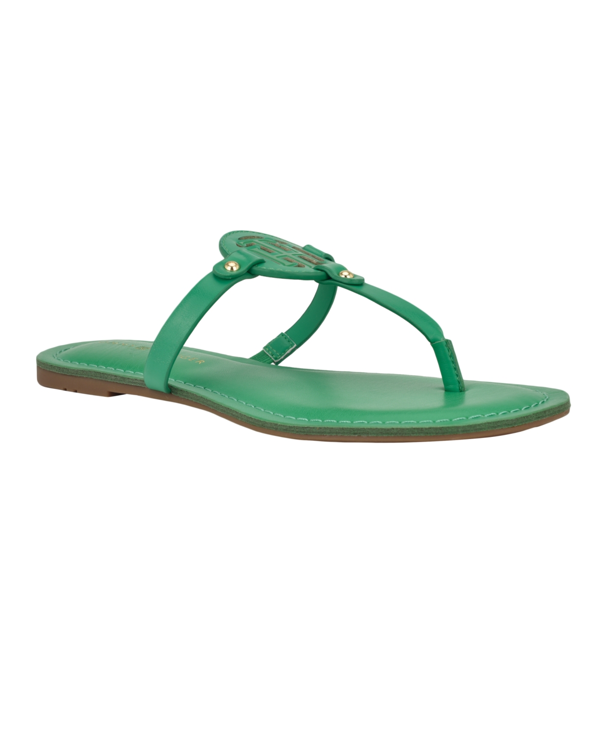 Tommy Hilfiger Women's Litzy Logo T-strap Flat Sandals In Green