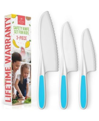 3-Piece Kids Knife Set for Real Cooking & Baking with Serrated Edges