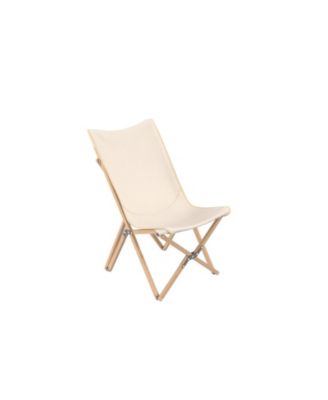 Set of 2 Bamboo Dorm Chair with Storage Pocket for Camping and Fishing-Beige