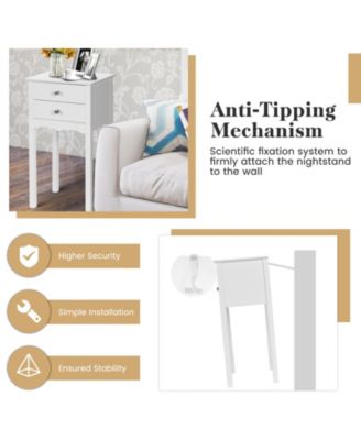 Side Table End Accent Table with 2 Drawers-White