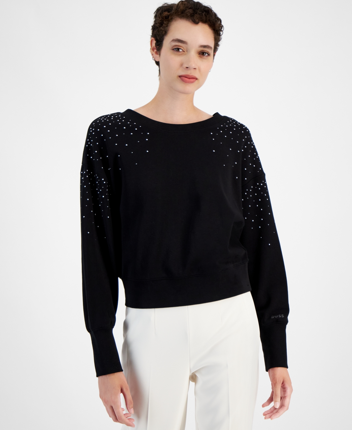 Women's Elay Embellished Cotton Sweater - Black