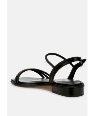 Nobbity Rhinestone Pearl Detail Flat Sandals