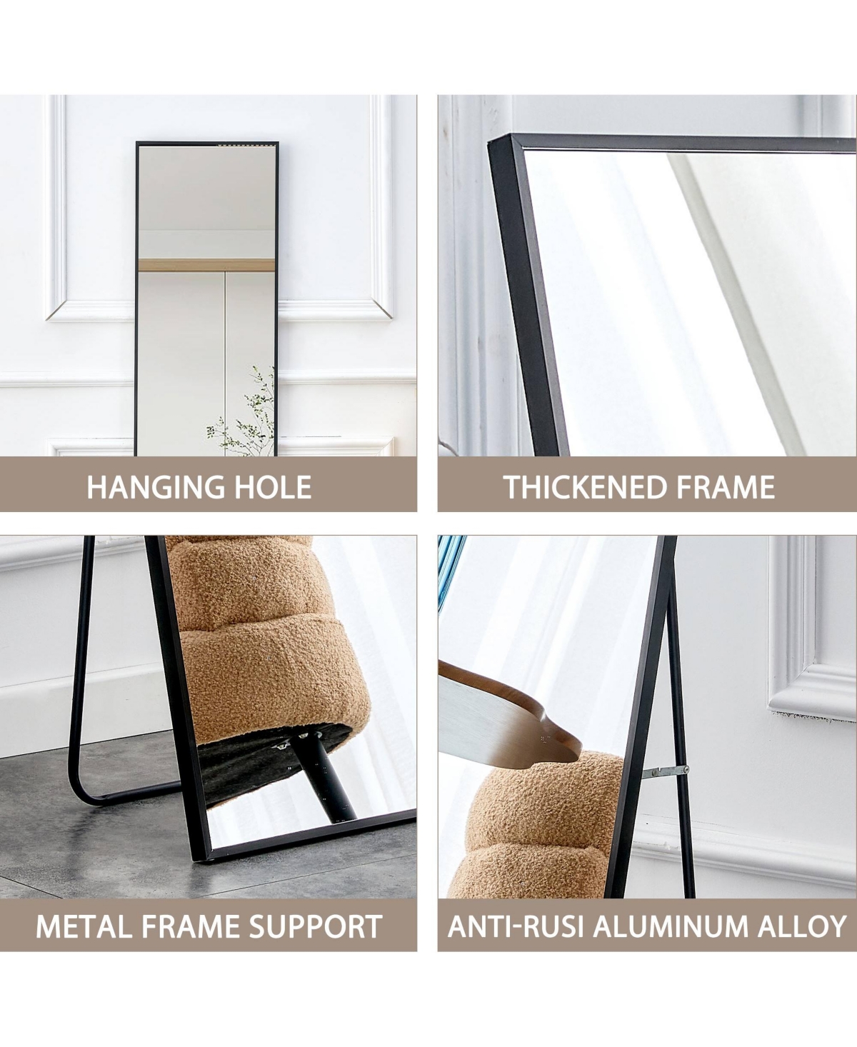 Streamdale Furniture Wall-Mounted Aluminum Alloy Mirror,65