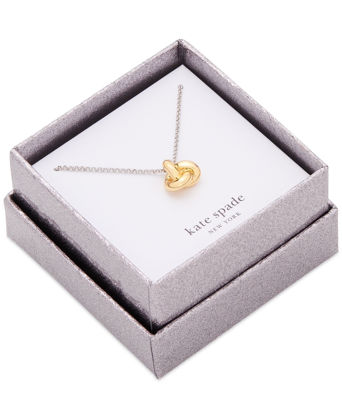 Kate Spade New York Polished Love Knot Pendant Necklace, 16