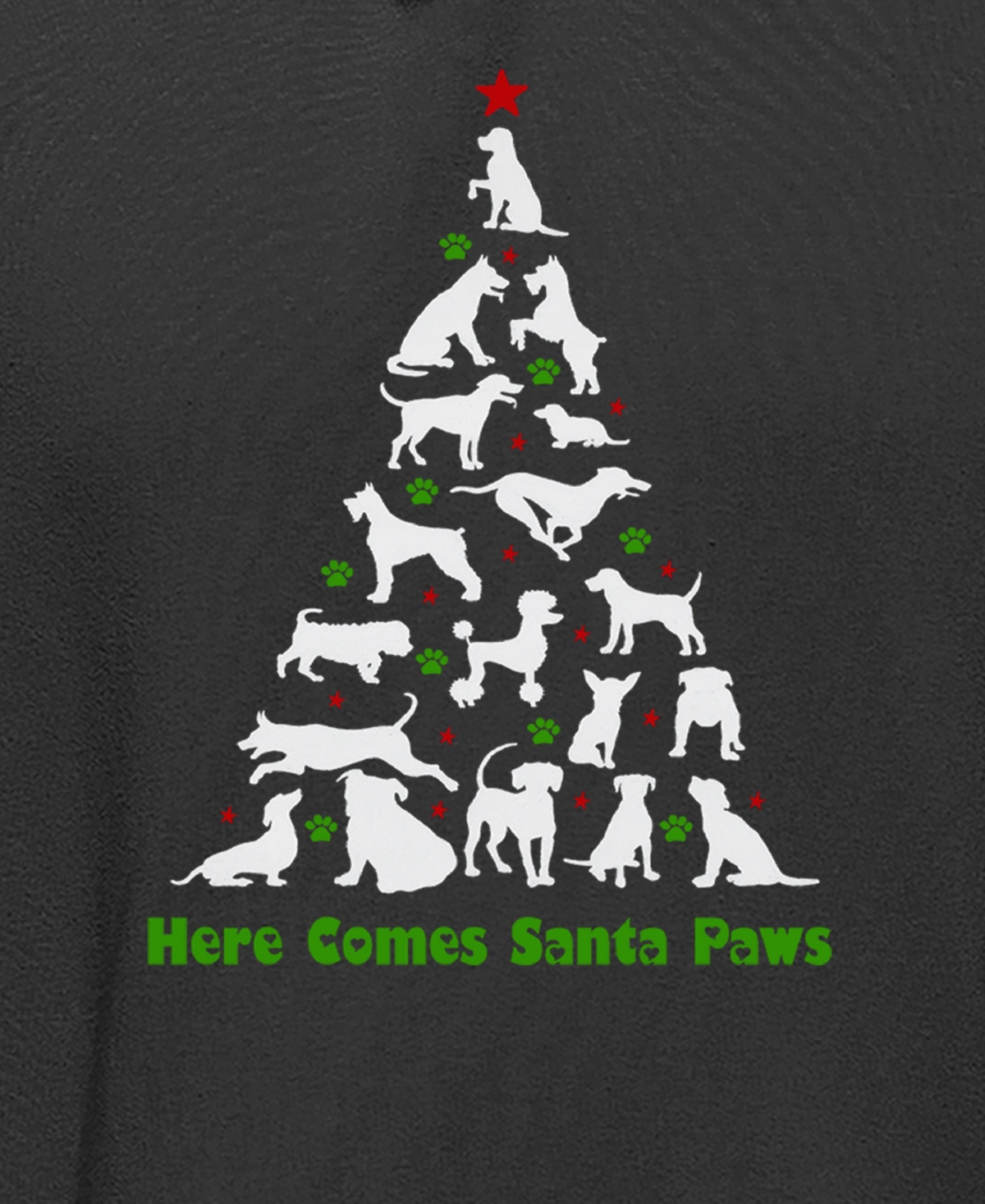 La Pop Art Men's Here Comes Santa Paws Word Art Hooded Sweatshirt