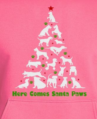 Men's Here Comes Santa Paws Word Art Hooded Sweatshirt