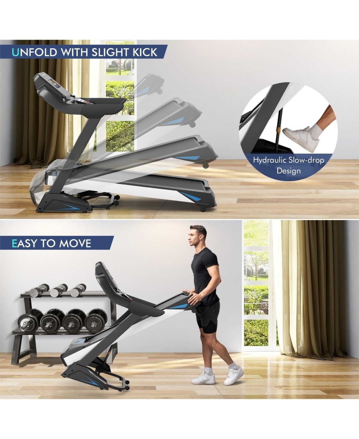 Sugift 4.75 Hp Treadmill with App and Auto Incline for Home and Apartment