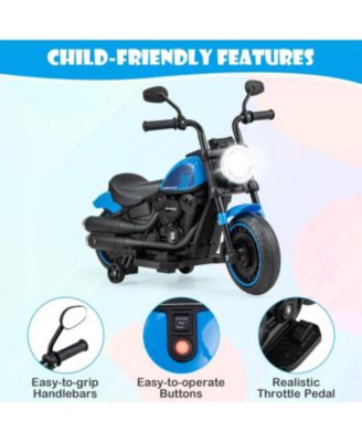 Kids Electric Motorcycle with Training Wheels and LED Headlights-Pink
