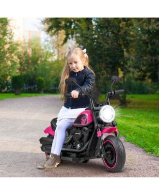 Kids Electric Motorcycle with Training Wheels and LED Headlights-Pink