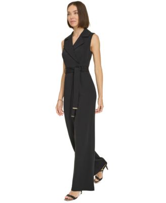 Women's Sleeveless Belted Jumpsuit