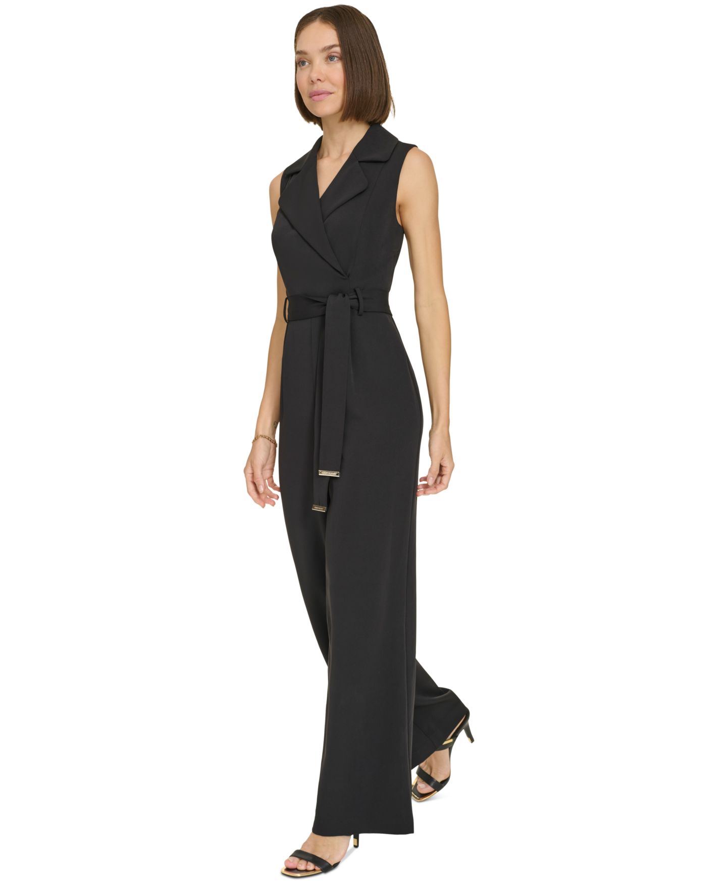 Женский комбинезон Tommy Hilfiger Sleeveless Belted Jumpsuit, цвет: Чёрный — фото 3