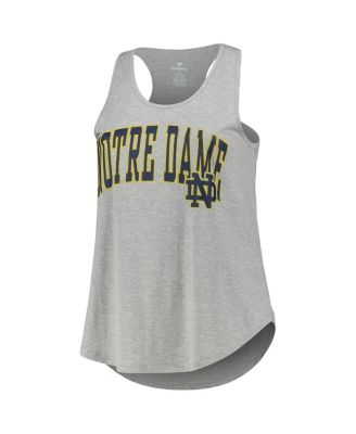 Women's Heather Gray Notre Dame Fighting Irish Arch Logo Racerback Scoop Neck Tank Top