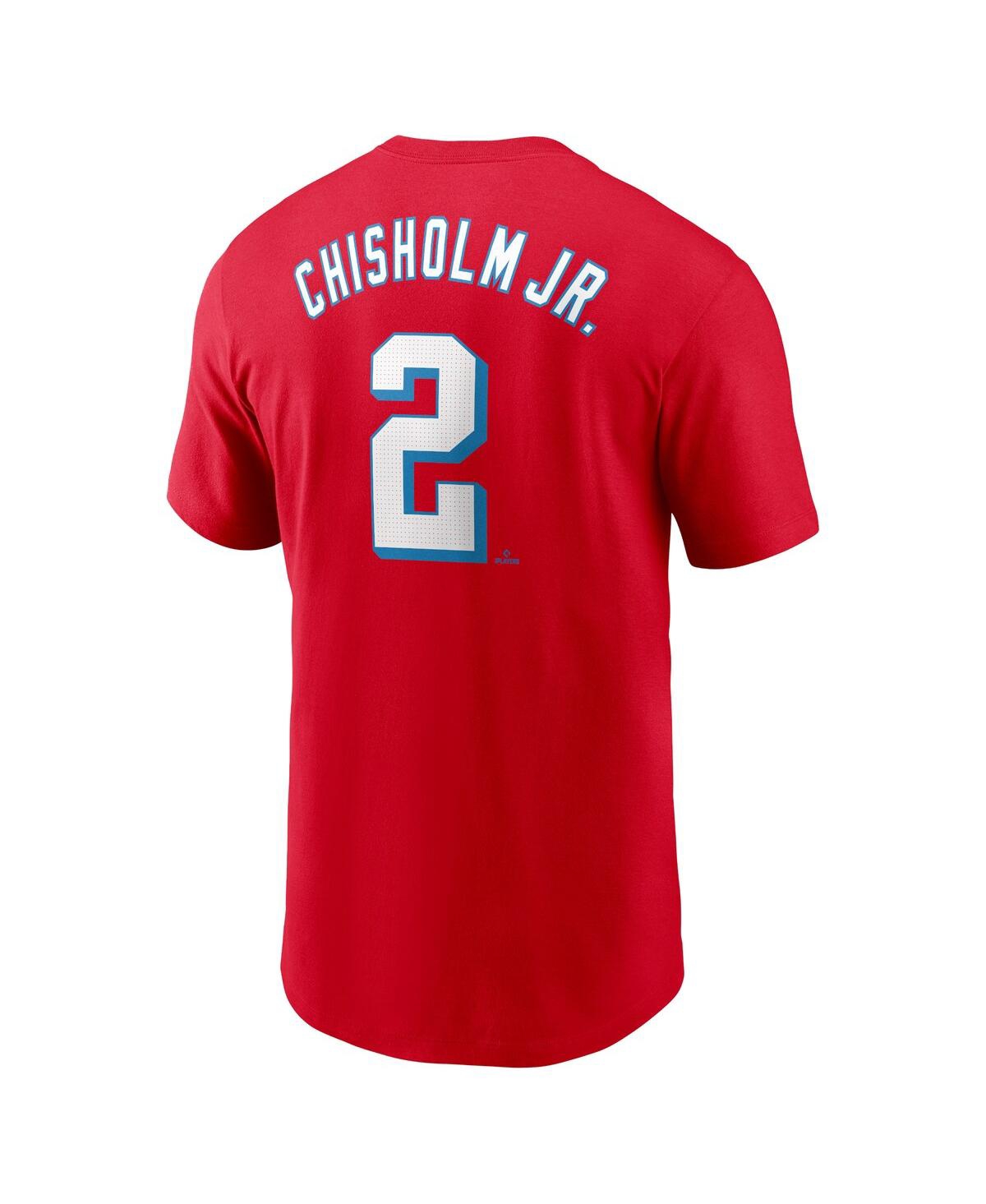 Nike Men's Jazz Chisholm Jr.Miami Marlins City Connect Fuse Name Number T-Shirt - Red