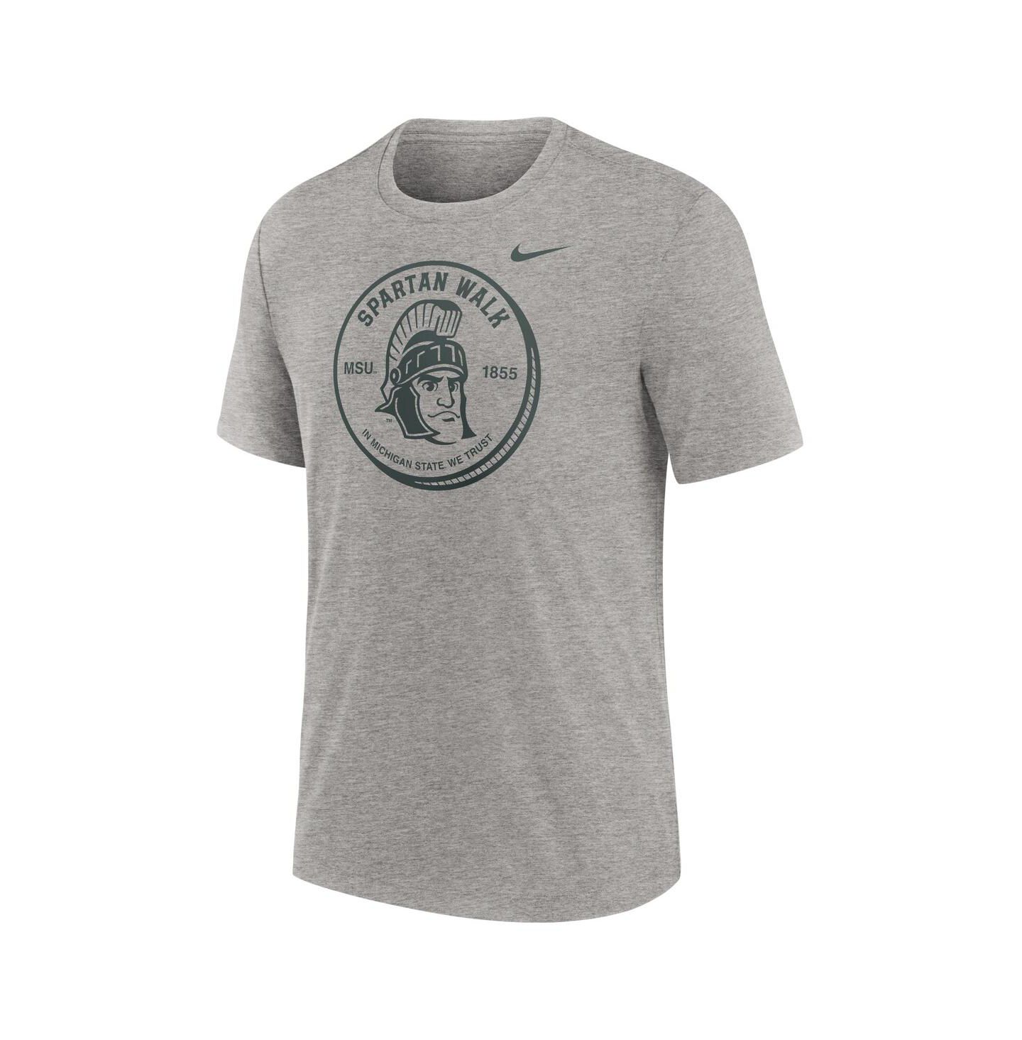 Мужская футболка Nike Heather Gray Michigan State Spartans Local Campus Time Honored Tradition Tri-Blend — фото 3