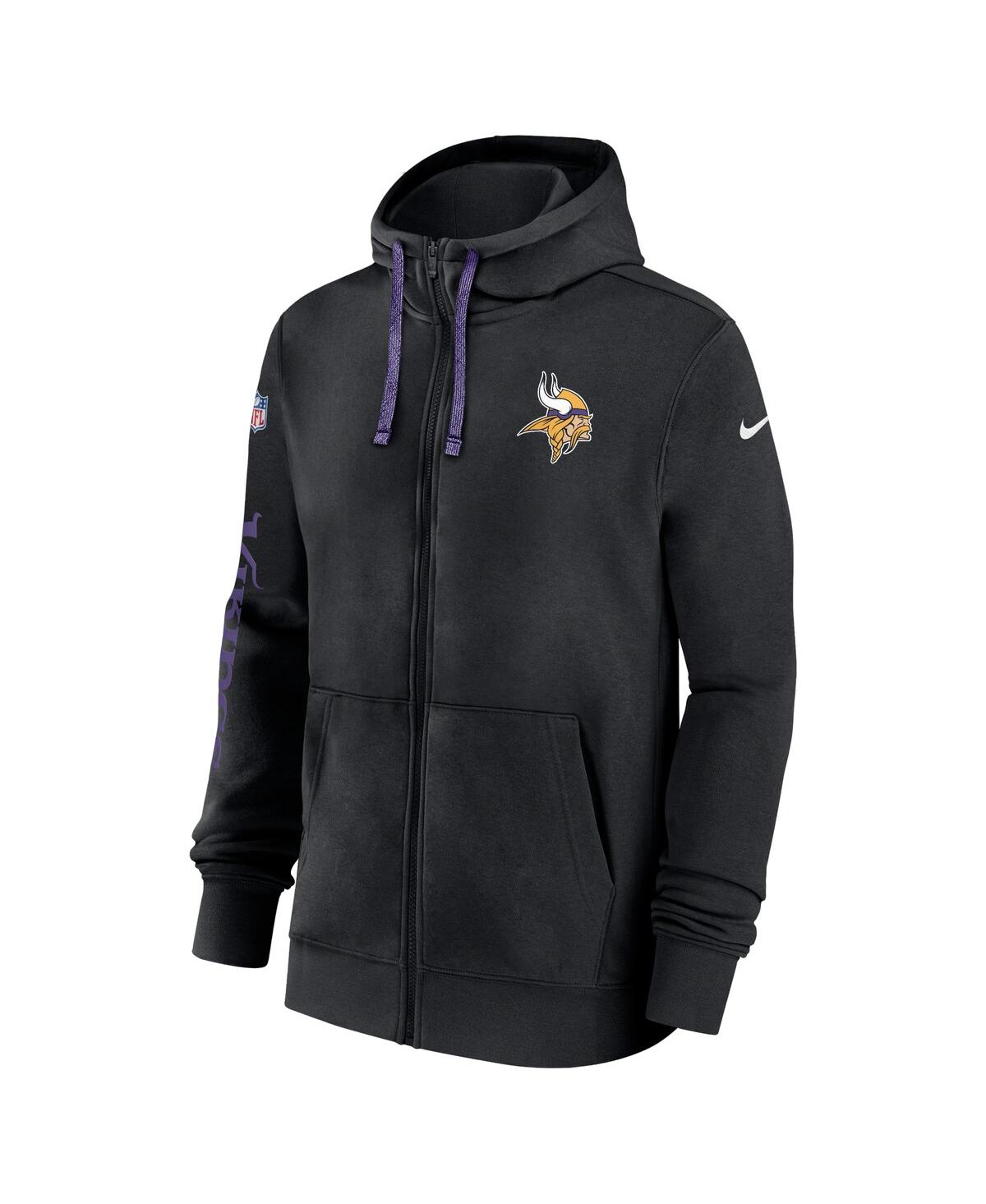 Nike Men'sMinnesota Vikings 2024 Sideline Club Full-Zip Hoodie - Black