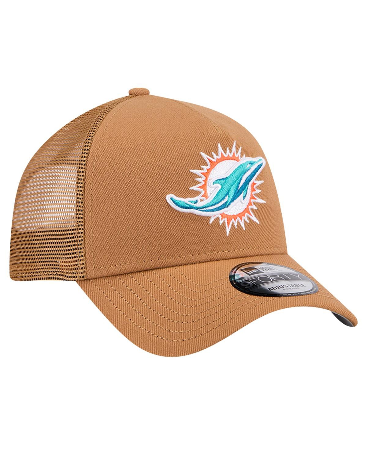 New Era Men'sMiami Dolphins Color Pack A-Frame Trucker 9FORTY Adjustable Hat - Brown