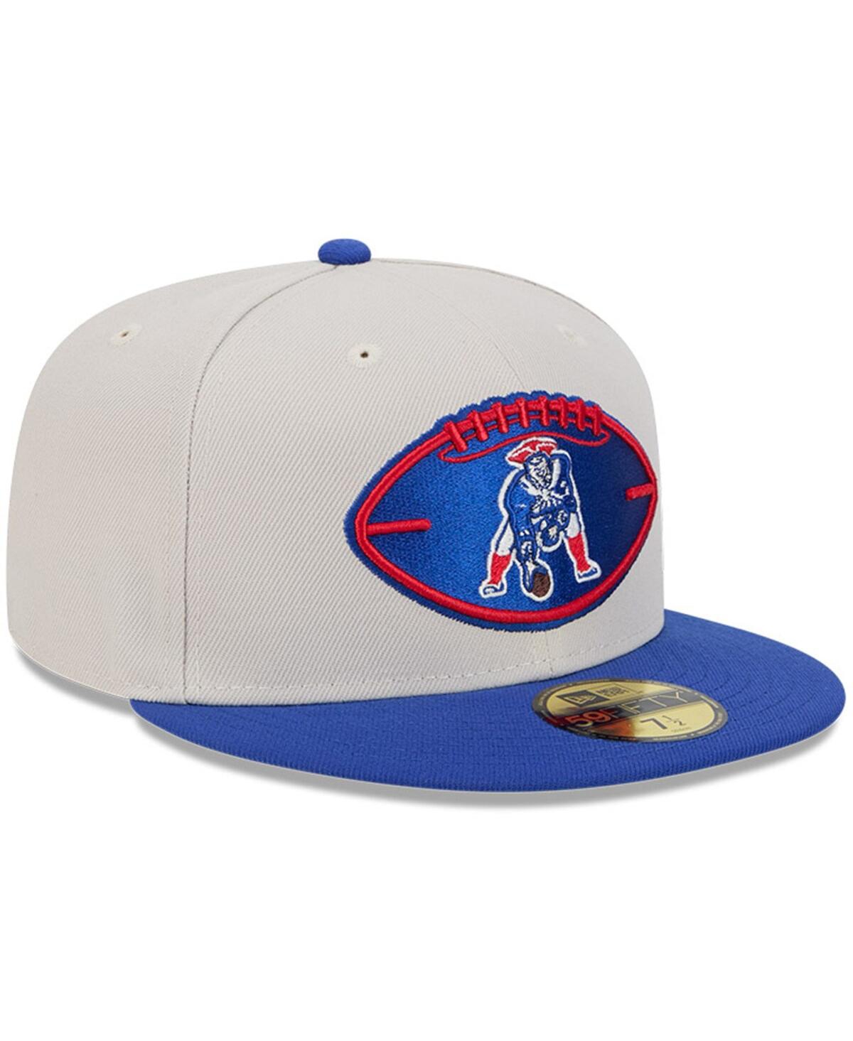 New Era Men's Stone/royal New England Patriots 2024 Sideline Historic 59fifty Fitted Hat In Stone,royal