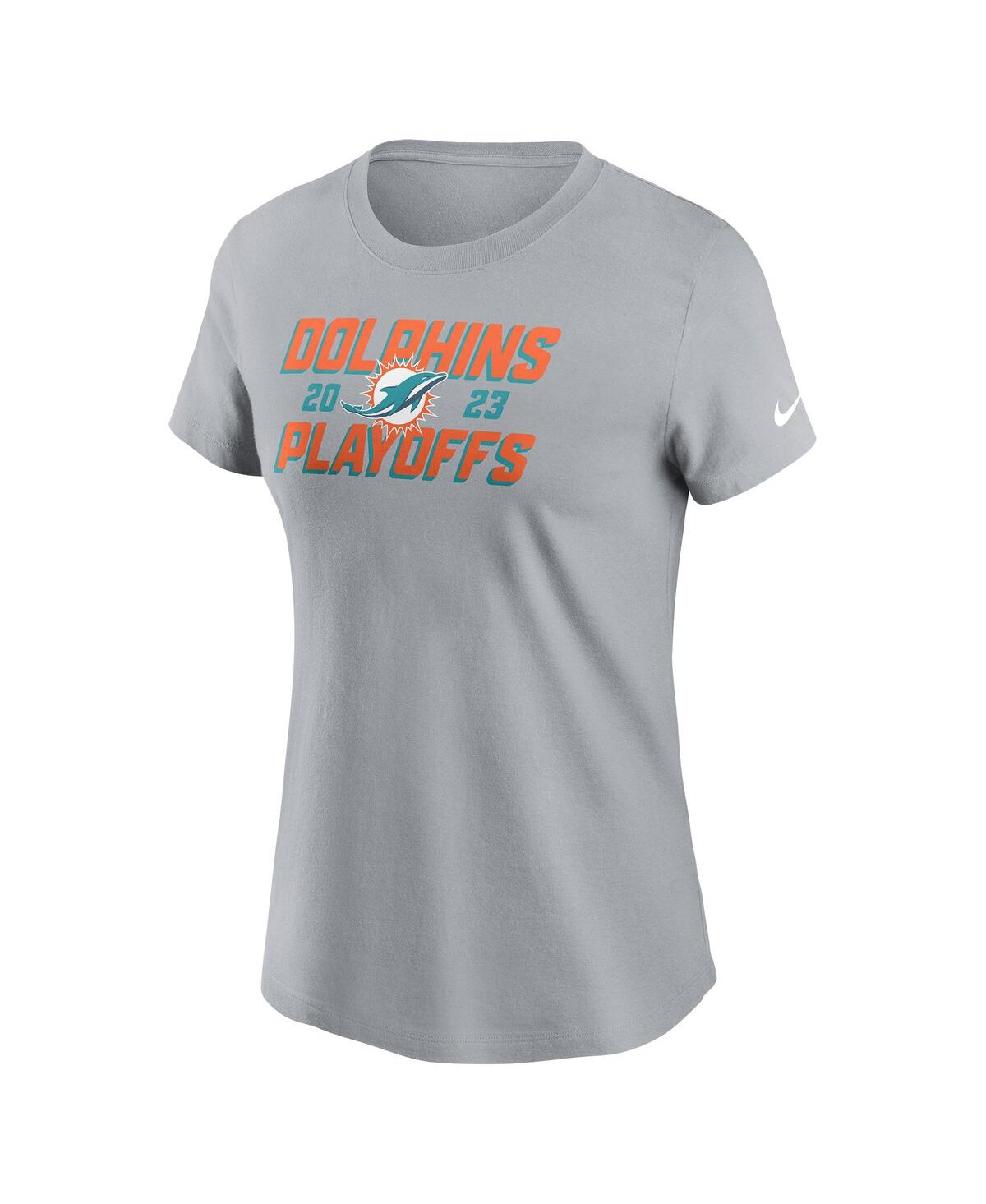 Nike Women's Gray Miami Dolphins 2023 Nfl Playoffs Iconic T-shirt In Gray