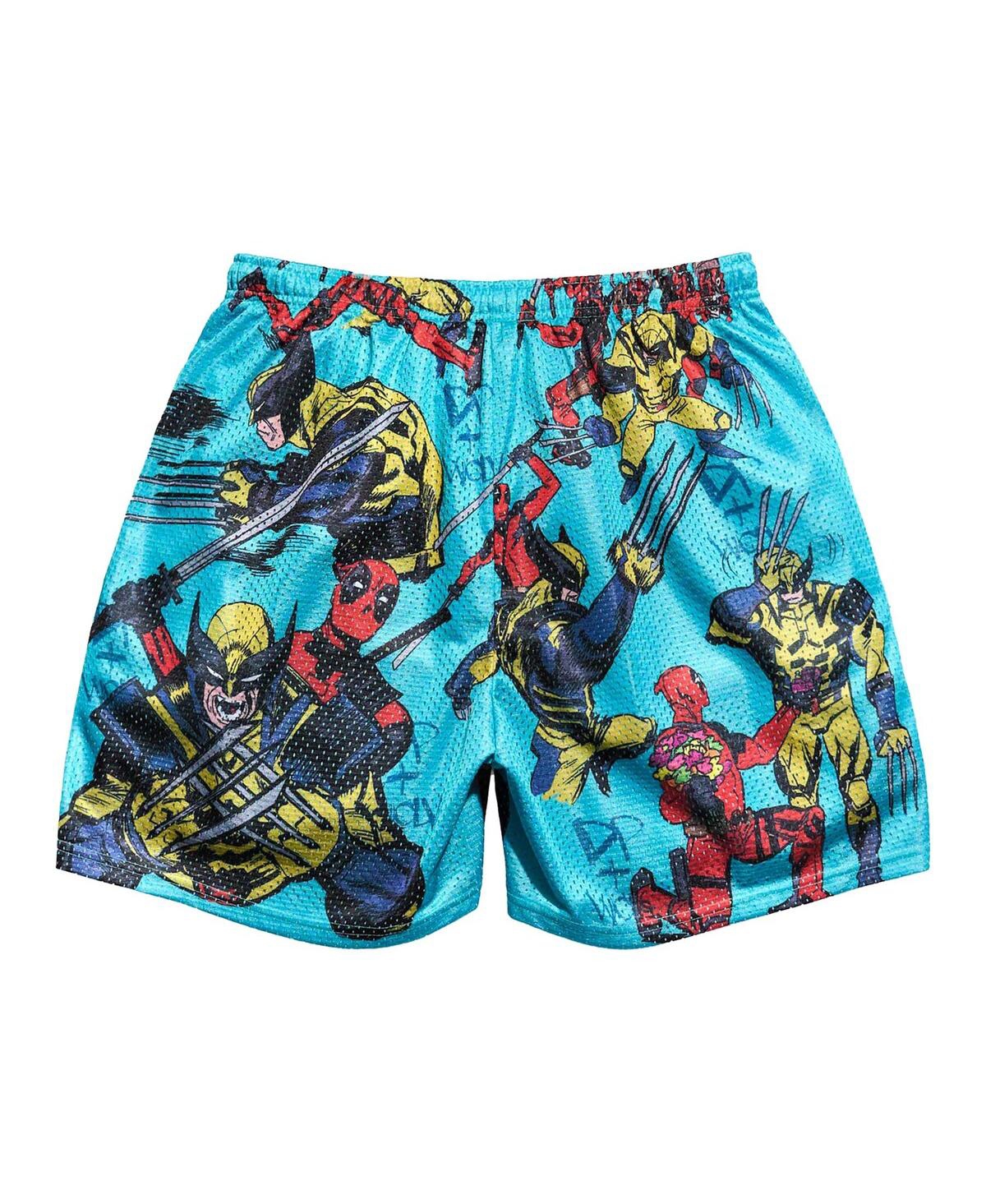 CHALK LINE MEN'S LIGHT BLUE DEADPOOL WOLVERINE BEST BUBS RETRO SHORTS 