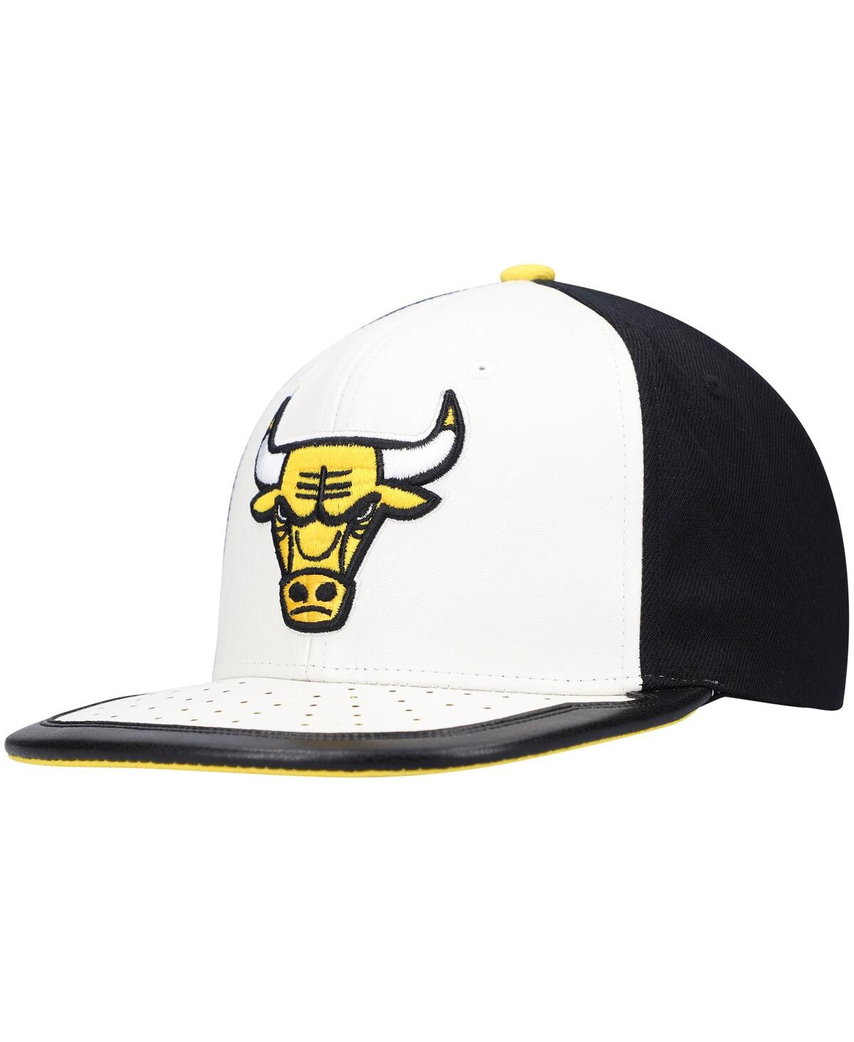 Mitchell & Ness Men's White/yellow Chicago Bulls Day One Snapback Hat In White,yellow