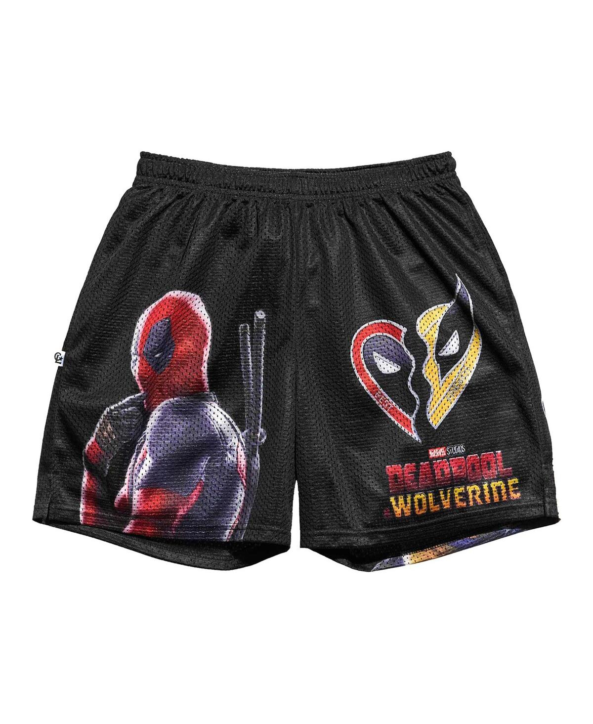 CHALK LINE MEN'S BLACK DEADPOOL WOLVERINE BEST FRIENDS RETRO SHORTS 