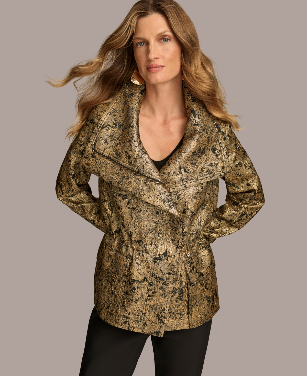 Donna Karan New York Women's Metallic Jacquard Jacket -gld Co