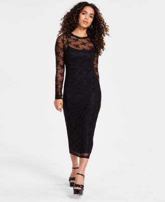 Petite Lace Long Sleeve Bodycon Midi Dress Created for Macy s