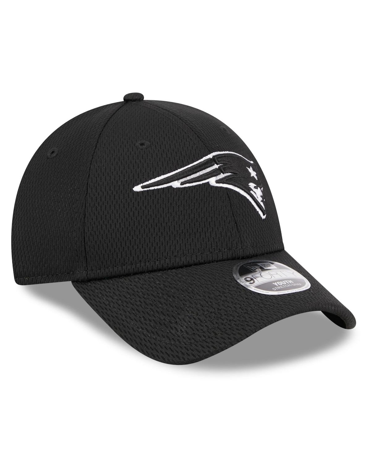 New Era Big Boys And Girls Black New England Patriots Main B-dub 9forty Adjustable Hat In Black