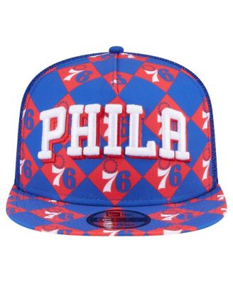 Men's Royal Philadelphia 76ers Seeing Diamonds A-Frame Trucker 9FIFTY Snapback Hat