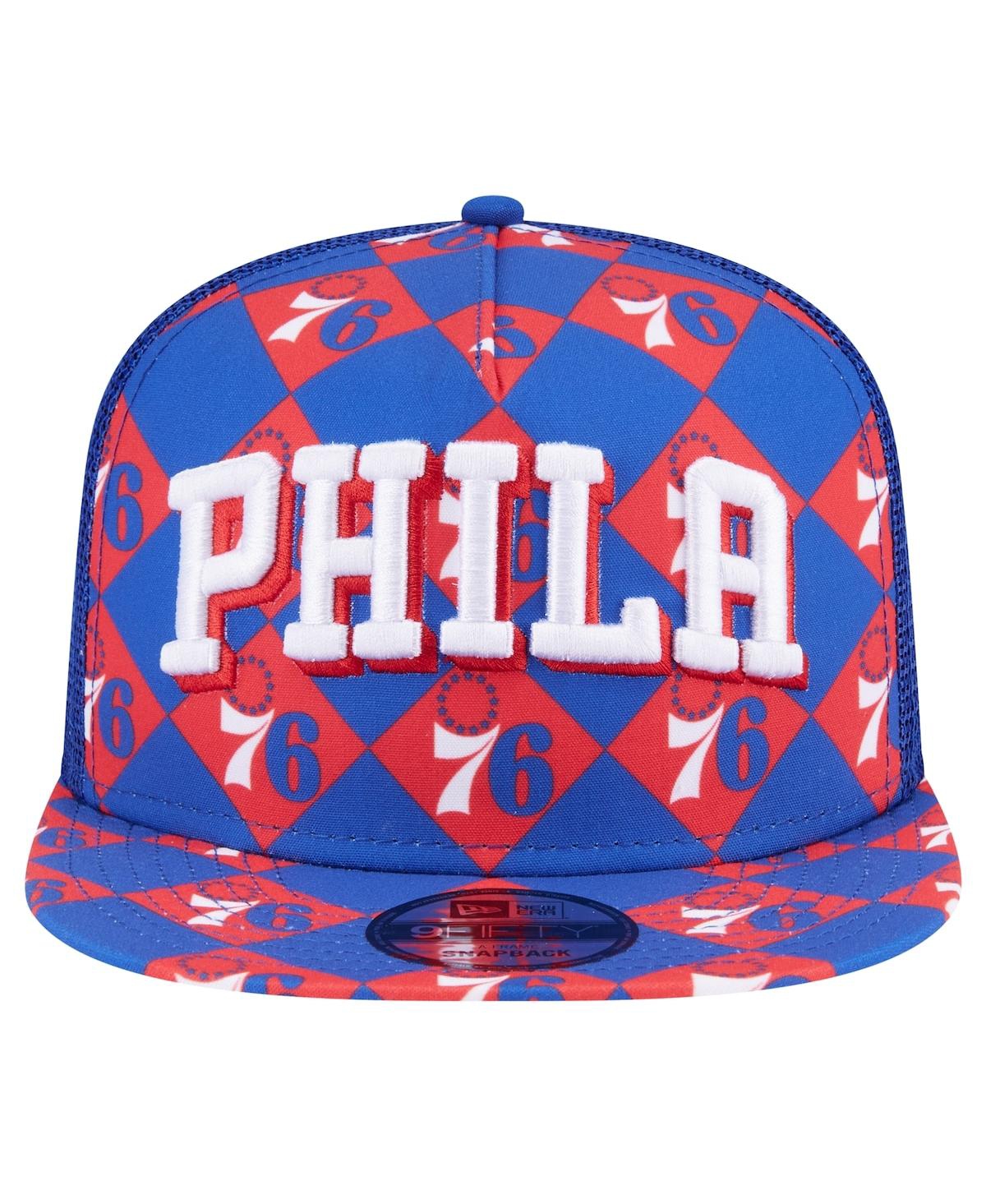 New Era Men's Royal Philadelphia 76ers Seeing Diamonds A-frame Trucker 9fifty Snapback Hat In Royal