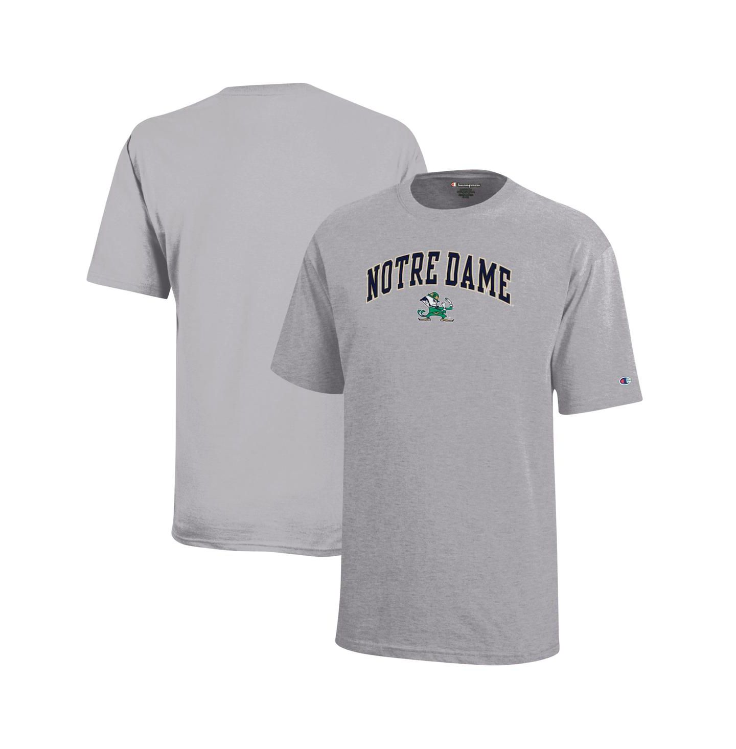 Детская футболка Champion Notre Dame Fighting Irish Arch Over Logo, цвет: Серый — фото 1