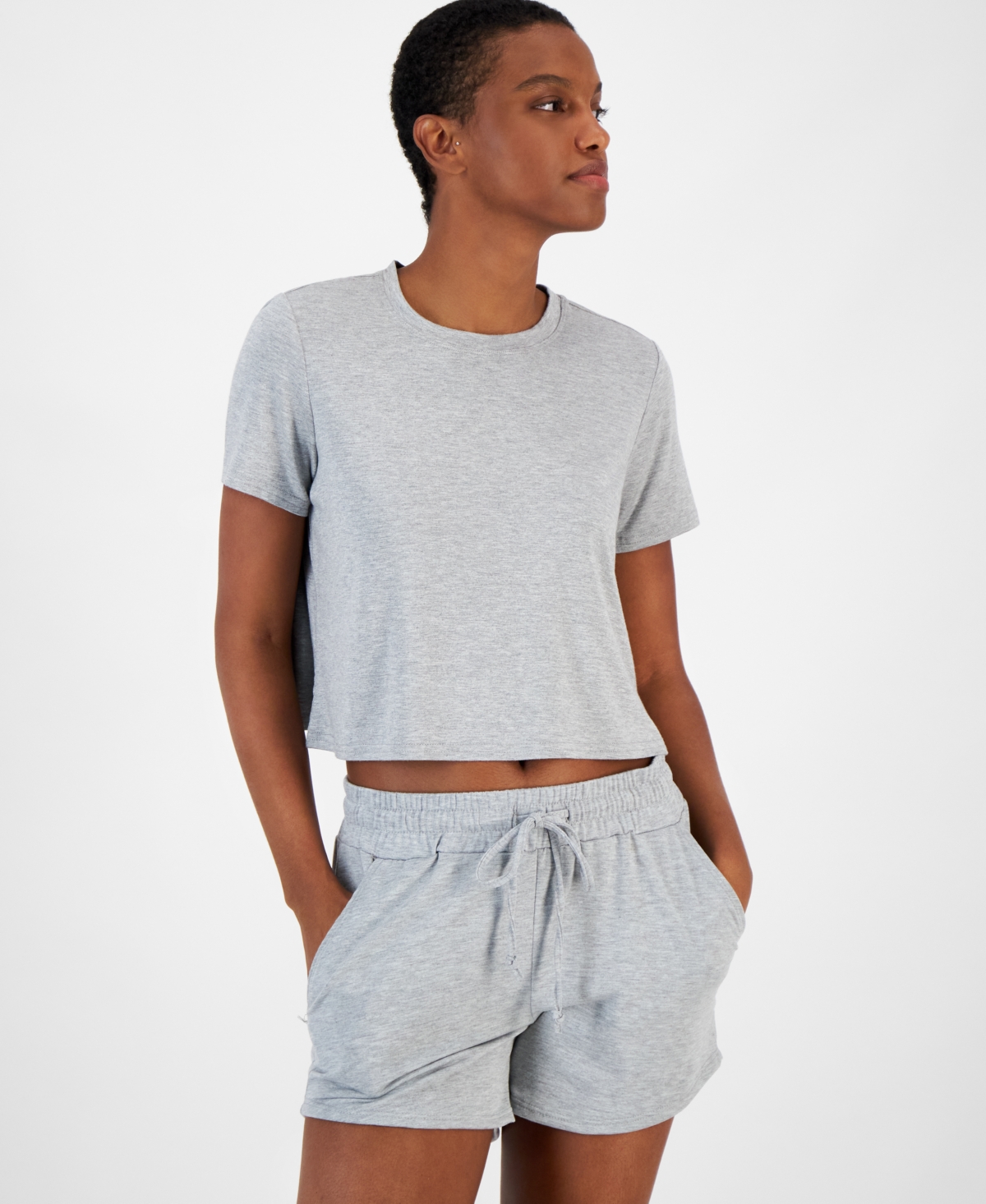 Women's Boxy Short-Sleeve T-Shirt, Created for Macy's - Grey Hthr