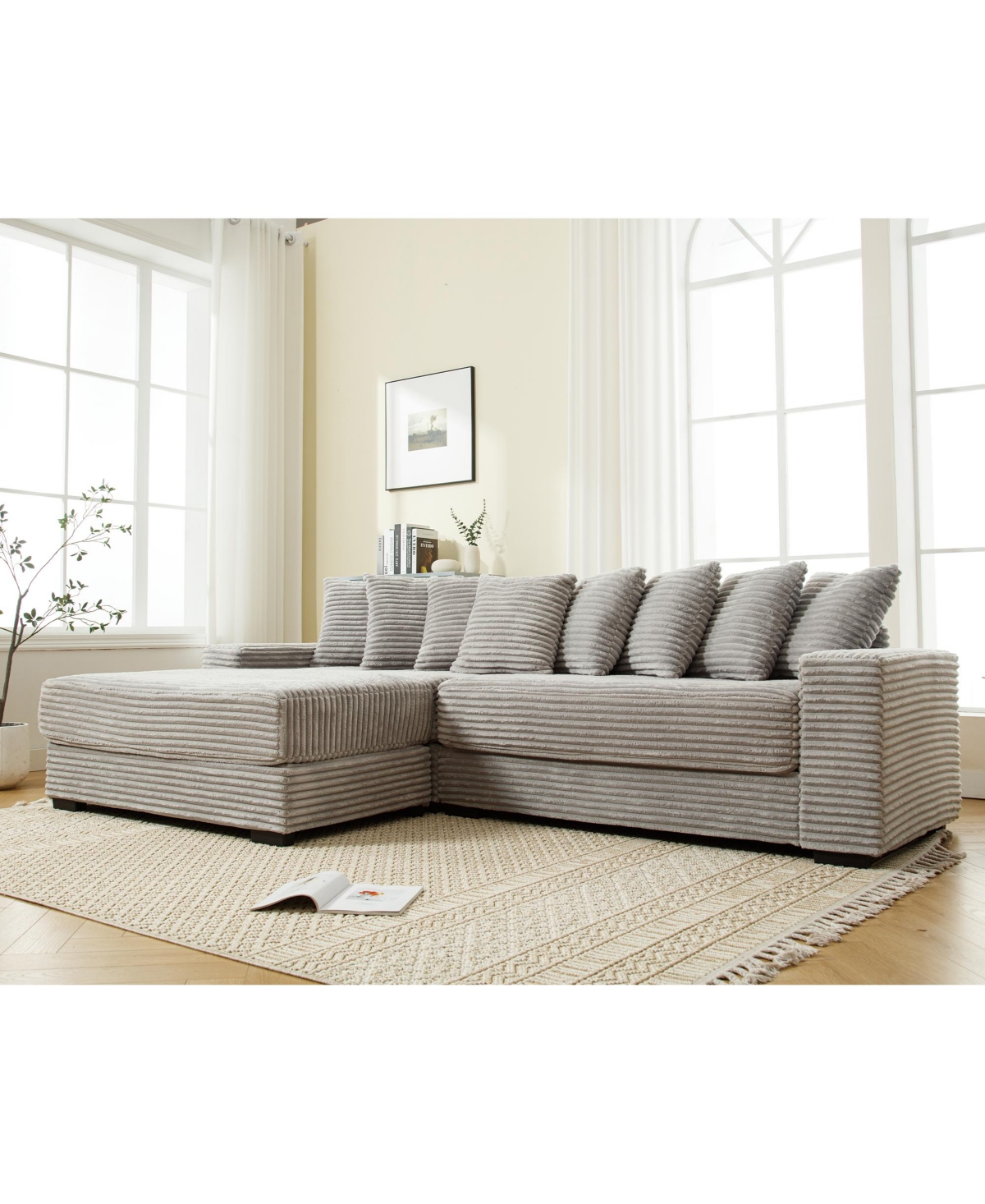 Streamdale Furniture Oversized, Cozy L-Shaped Sofa with Armrests and Throw Pillows