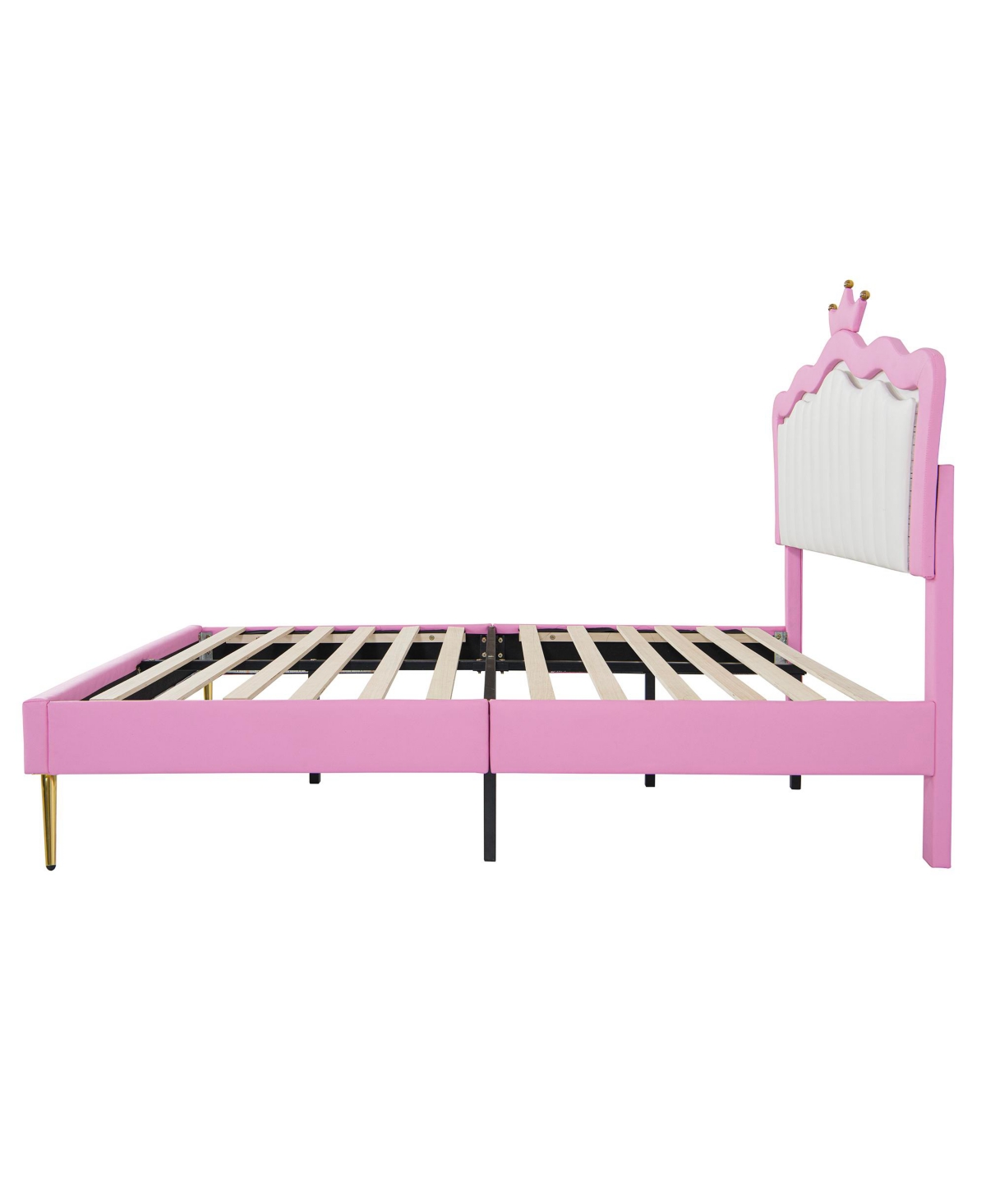 Streamdale Furniture Led Upholstered Princess Bed with Crown Headboard