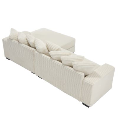 Oversized Velvet L-Shaped Corner Sofa with Pillows