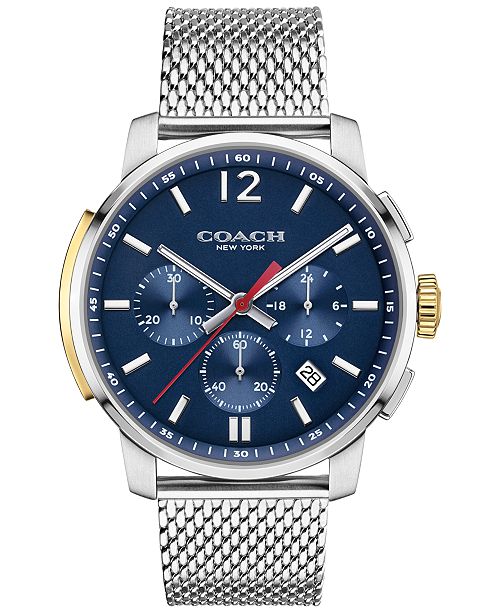COACH Men's Bleeker Chrono Stainless Steel Mesh Bracelet Watch 42mm, Created For Macy's