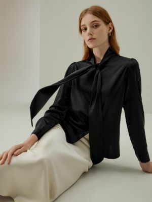 Women's Bow-tie Neck Silk Blouse