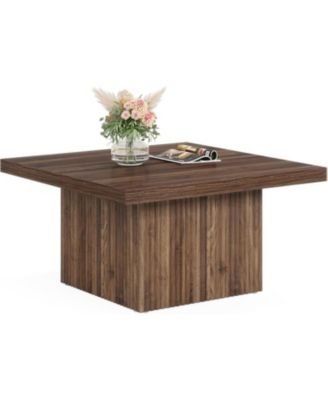 Square Coffee Table, 31.5-Inch Engineered Wood Coffee Table, Vintage Brown Center Table, Large Mid-Century Modern Cocktail Table