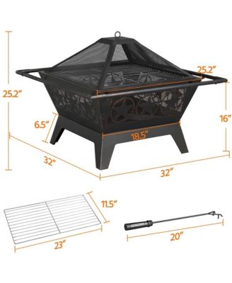 Iron Fire Pit for Patio BBQ Camping Bonfire