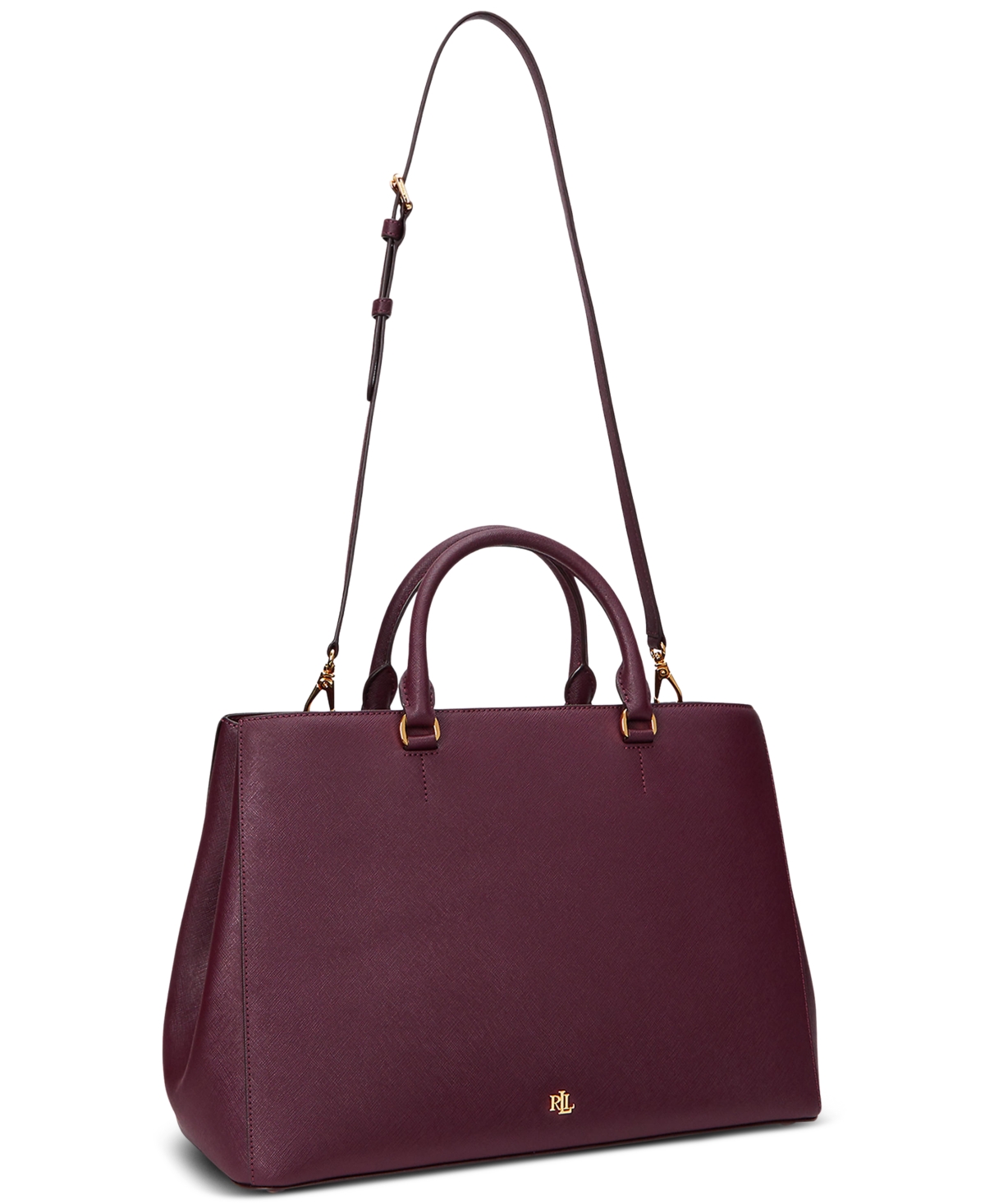 Lauren Ralph Lauren Crosshatch Leather Large Hanna Satchel